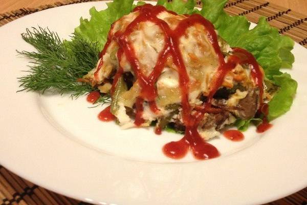 Салат из говяжей печени