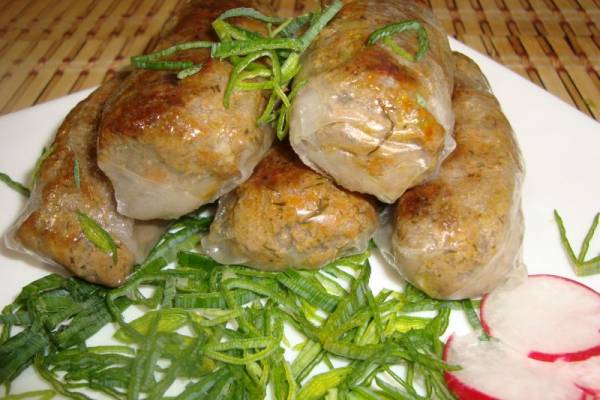 Фаршированные блинчики в рисовой бумаге