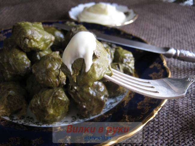 Долма бакинская с турецким горохом, зеленью и красным рисом