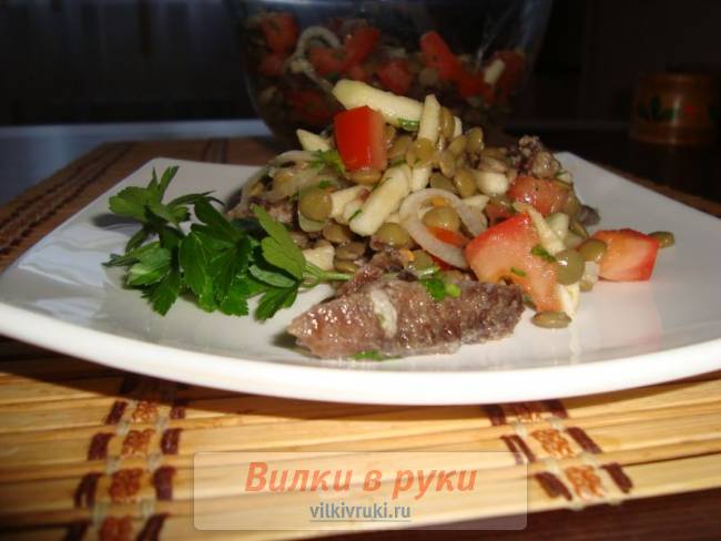 Чечевичный салат с бараниной