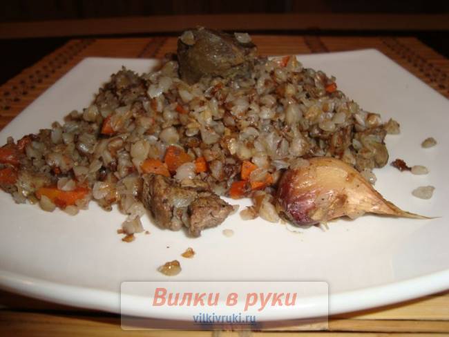 Гречка с куриной печенью