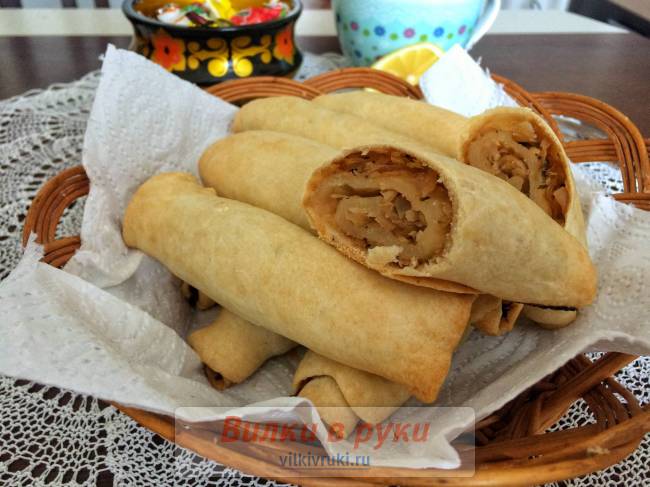 Хрустящие трубочки с капустой