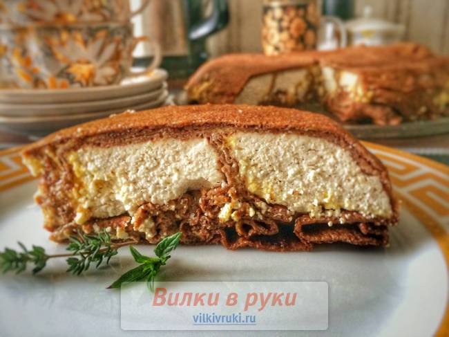 Блинный заливной пирог