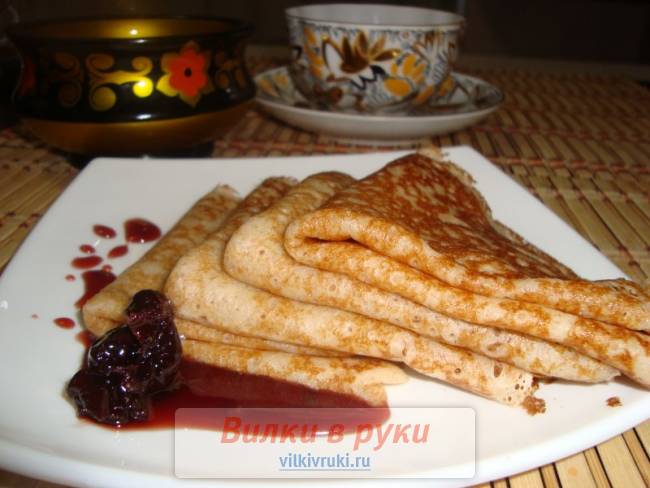 Постные блинчики на огуречном рассоле с отрубями