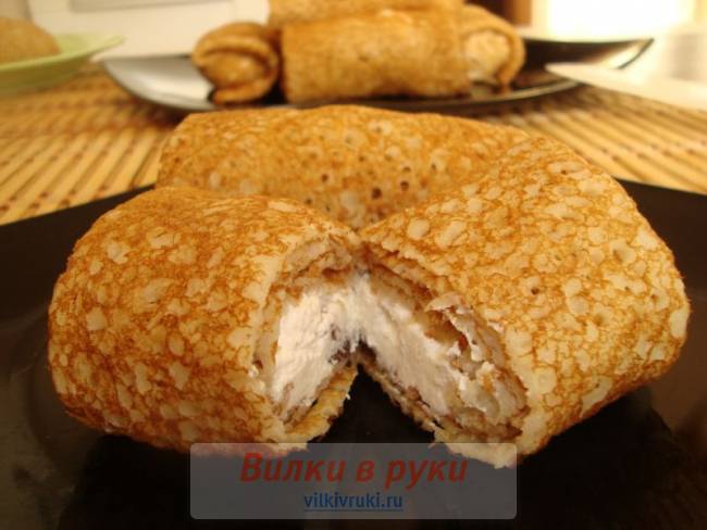 Фаршированные блинчики с творогом