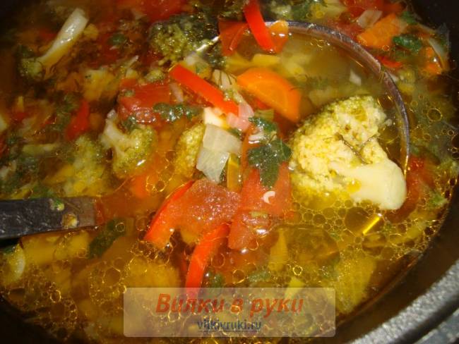 Щи с брокколи постные